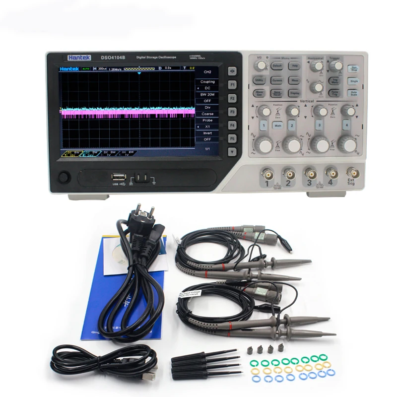Hantek DSO4104B Support a variety of SCPI remote control command 4CH oscilloscope 100MHz bandwidth 1GS/s sample rate DHL Free |