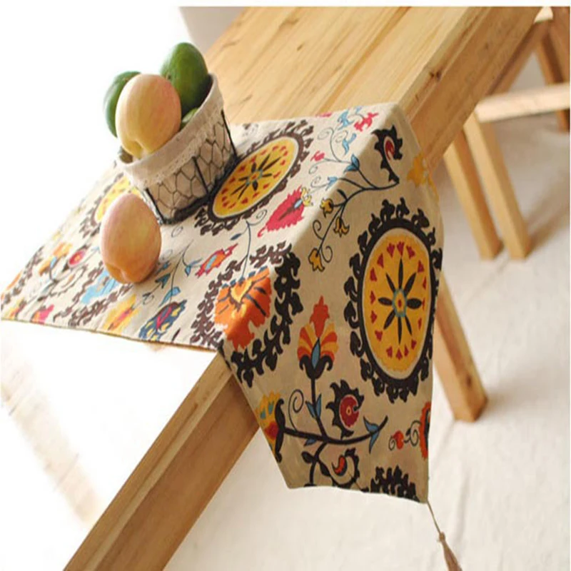 Настольная дорожка BZ377 из хлопка и льна с принтом подсолнечника покрытие для