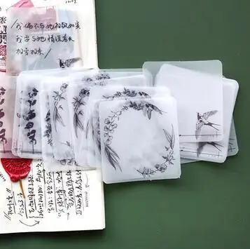 30 шт./пакет полупрозрачные Цветная Бумага Sticky Notes Ретро растение ручная роспись Diy ручка письменный материал memo pad - Цвет: 3