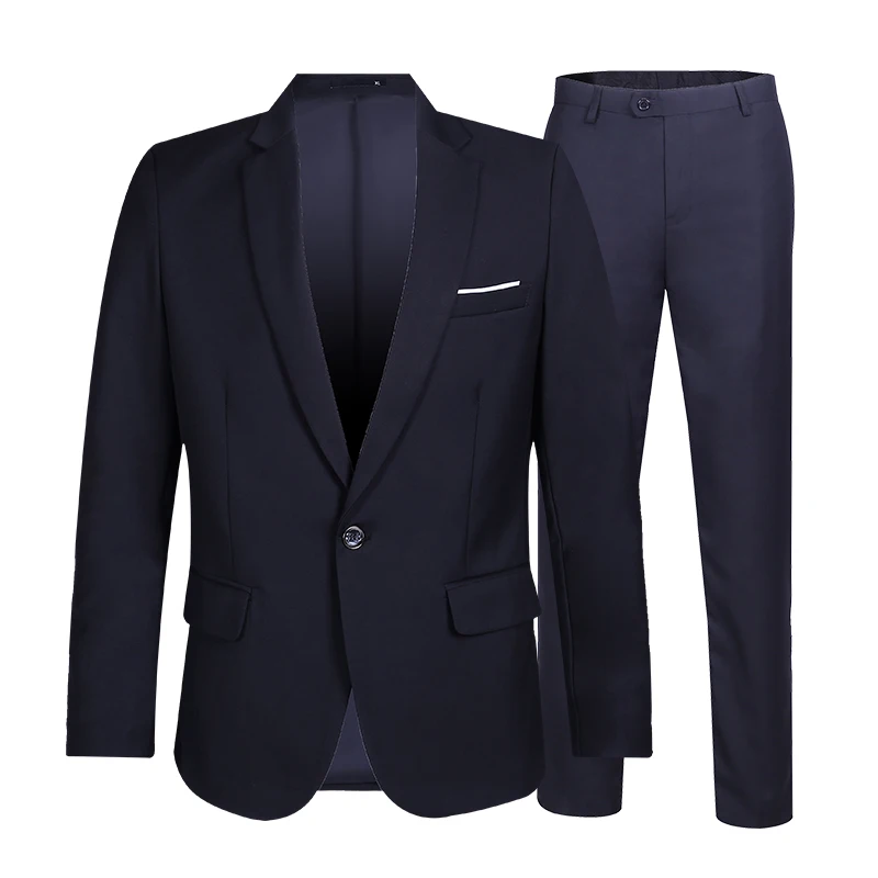 Большие размеры костюмы для мужчин 2019 модные платья мужские с брюками однотонные