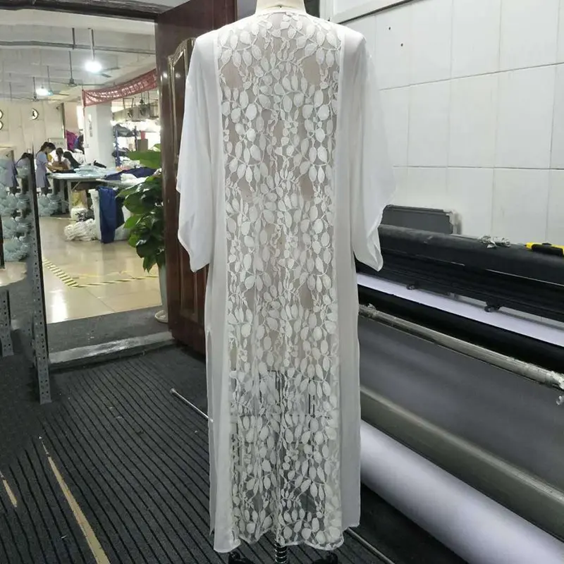 Летнее шифоновое кружевное пляжное платье для женщин большие размеры