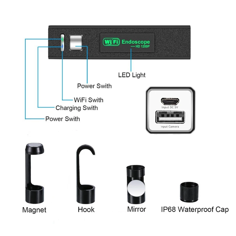 OLOEY 10M WIFI Endoscope Camera Mini Waterproof Soft Cable | Электроника