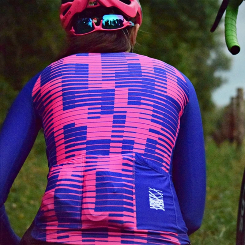 Женская футболка с длинным рукавом голубая камуфляжная для езды на велосипеде