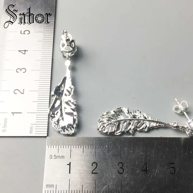 Stud Earrings Feather Classic Gift For Women High Quality Earring silver color Zirconia Fashion Jewelry thomas | Украшения и