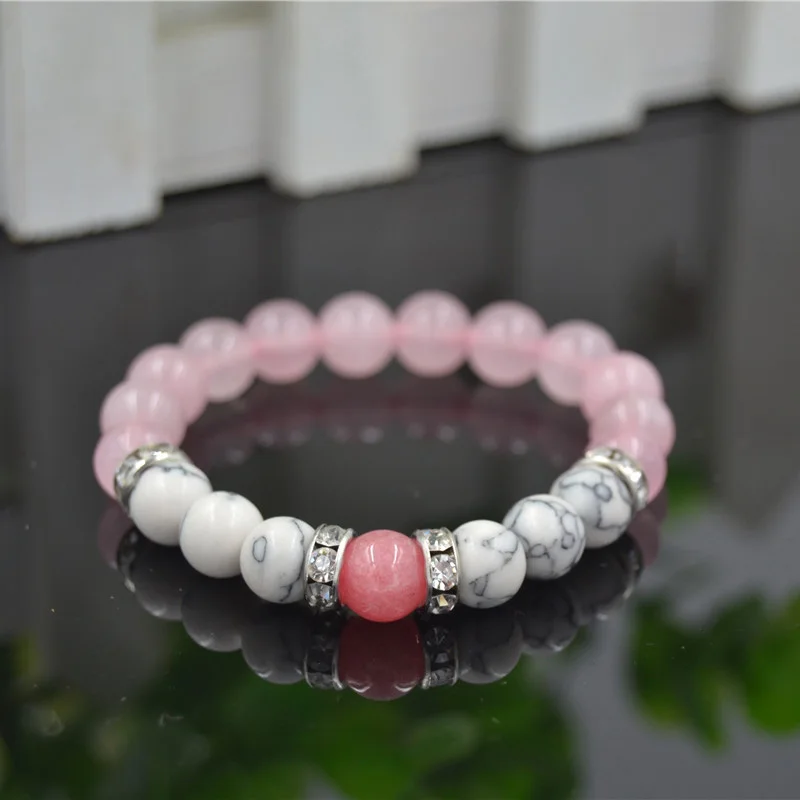 Оптовая продажа Прямая поставка розовый кварц и Howlite бусины из камня эластичный