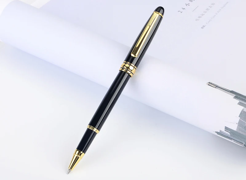 Luxury Brand Full Metal Ball Pen 0.5mm Medium Refill Gold& Silver Clip School Office Business Ballpoint Pens Writing Stationery