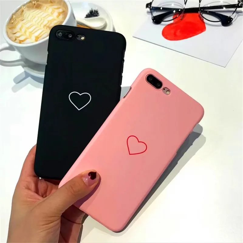 Модный для iPhone 8 Plus чехол телефона с милым сердечком задней крышки Твердый X 7 6 S