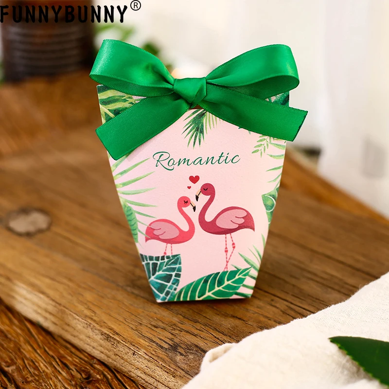 FUNNYBUNNY розовый Лебедь Пользу зеленая лента Подарочная коробка конфетная