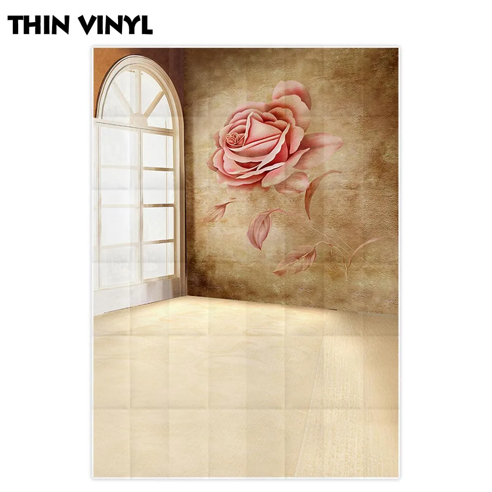 Фотофон Funnytree для фотостудии с розами в комнате окна винтажный День Святого