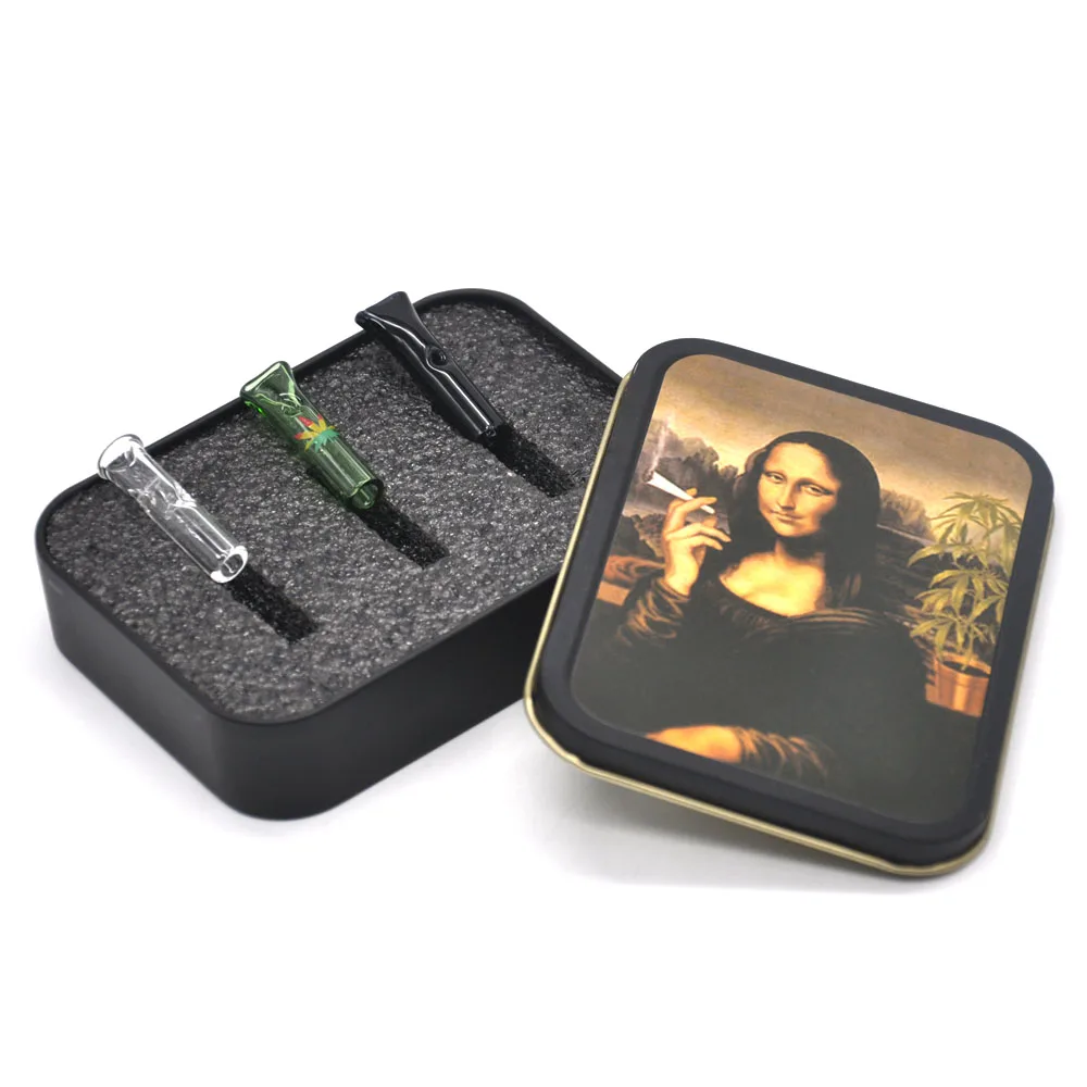 Mona Lisa 1 Набор для курения, многоразовый фильтр для сигарет, наконечники для сигарет, мундтипы, стеклянные наконечники для табак, коробка для табака, цвет случайный - Color: Mona Lisa