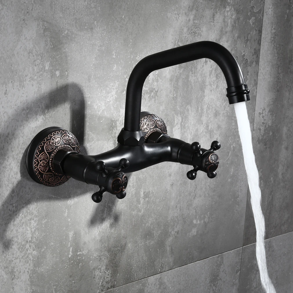 Классический антикварный полностью медный масляный резиновый смеситель с двумя