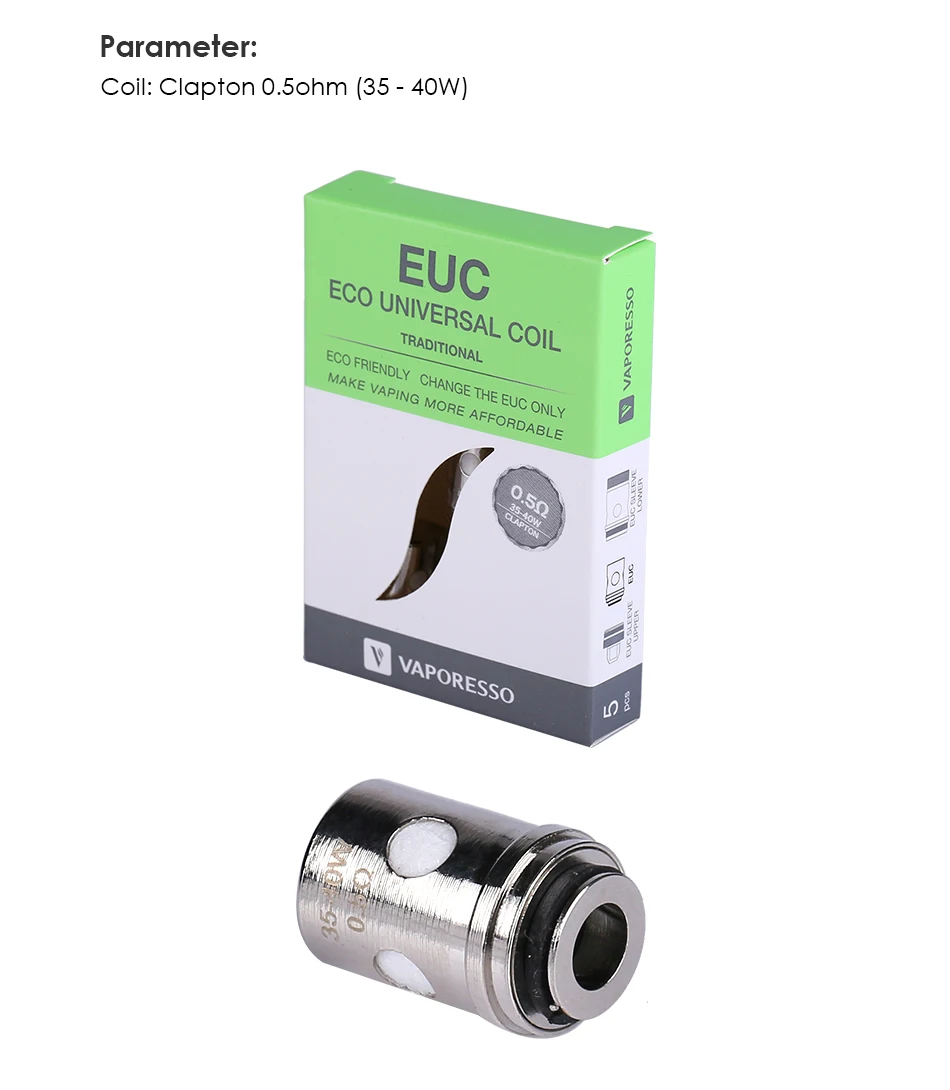 5 шт./10 шт. Vaporesso традиционная катушка euc Clapton 0.5ohm 0.4ohm для Estoc/Target Pro/ORC/Gemini комплект огромный электронный vape