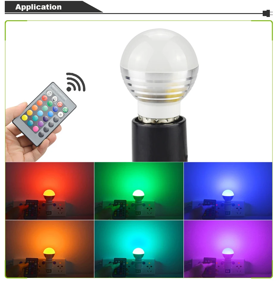 Rayway RGB светодиодный лампа светильник с 3 Вт AC85-265V 110V 220V E14 E27 RGB магический светильник лампа лампада с регулируемой яркостью с ИК-пультом дистанционного Управление
