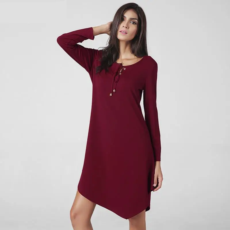 Новая Мода 2017 Dress Женщины Элегантный Ремни С Длинным Рукавом Весна Лето Твердые