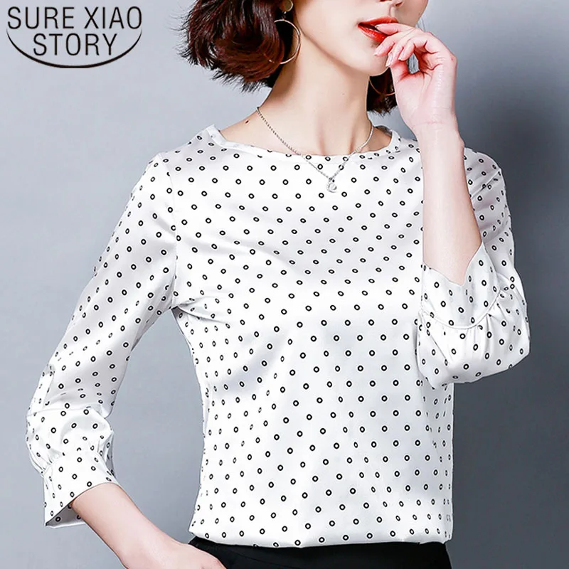 

Womens tops and blouses off shoulder top womens clothing Polka Dot Puff Sleeve ladies tops plus size tops white shirt 2528 50