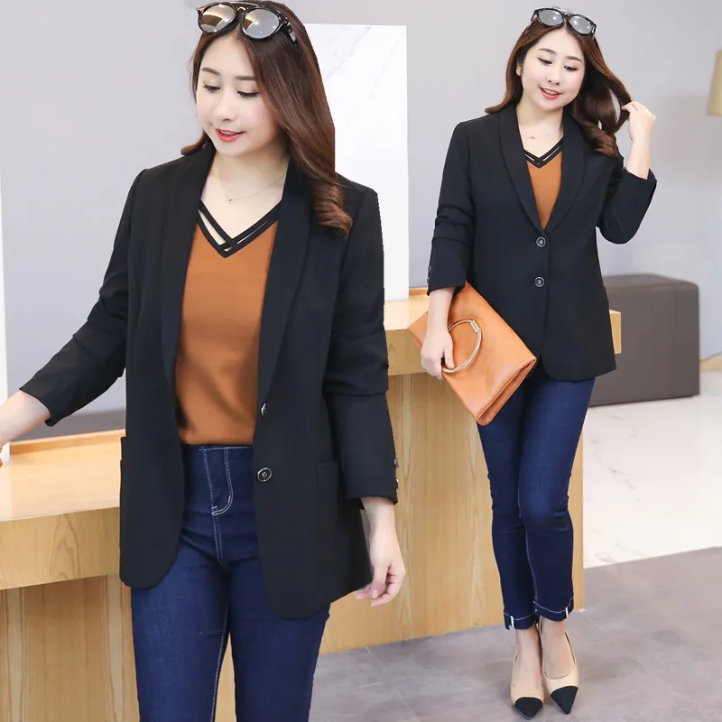 

plus size black women's spring and autumn new office professional OL leisure small western clothing Blazers jacket AL190601