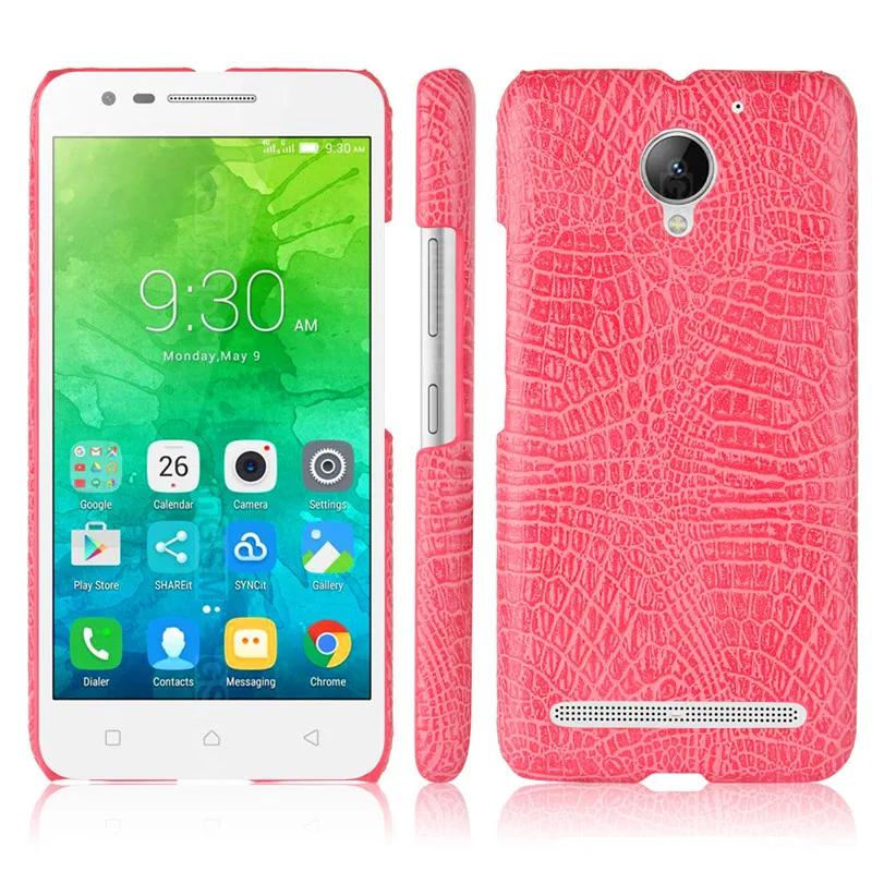 Lenovo Vibe C 2 C2 K10A40 5," чехол с узором «крокодиловая кожа» чехол из жесткого поликарбоната+ из искусственной кожи задняя крышка чехол для lenovo Vibe C2 Жесткий Чехол для мобильного телефона - Цвет: Pink