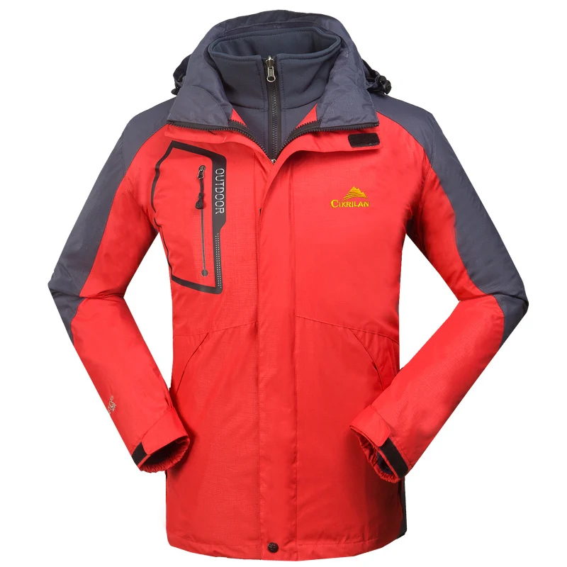 Мужская куртка с двойным слоем 2в1 Водонепроницаемая спортивная верхняя одежда