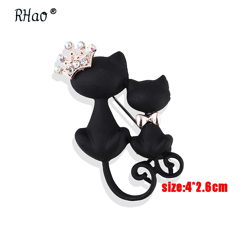RHao черные броши для мамы дочки кошек кристалл Корона королева корсаж хиджаб