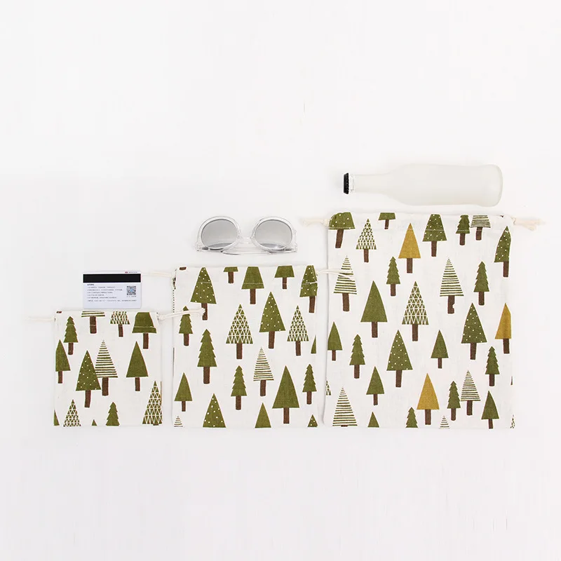 N072 сумка ручной работы из хлопка и льна для хранения веревок женская с принтом