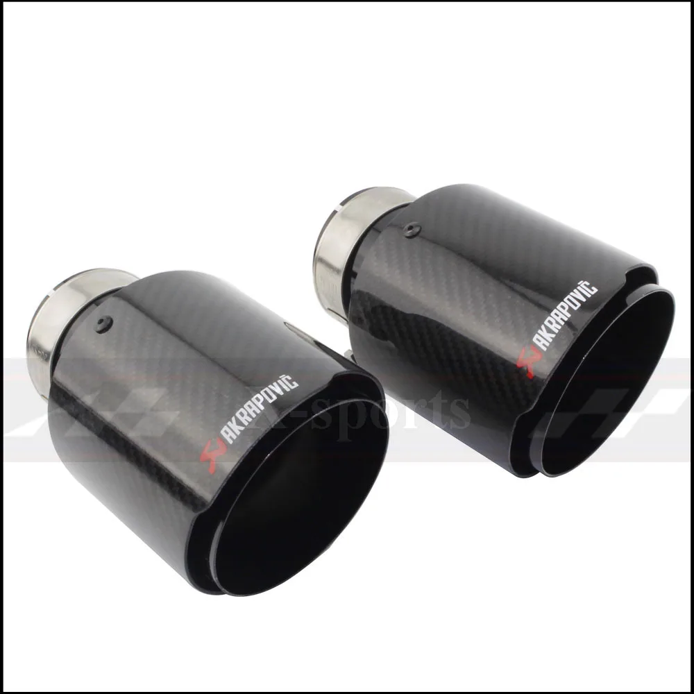 Akrapovic выхлопные трубы для автомобиля твил глянцевый карбоновый глушитель наконечник хвостового конца универсальный из нержавеющей стали прямой фланец черный