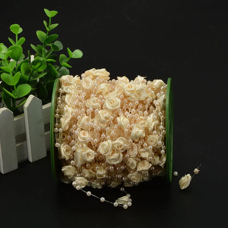 4 мм перламутровая нить 2 см атласная лента роза цепочка отделка настенный цветок