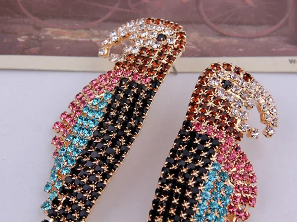 Женский костюм с кристаллами the wind Роскошные Полные Стразы Серьги в виде попугая