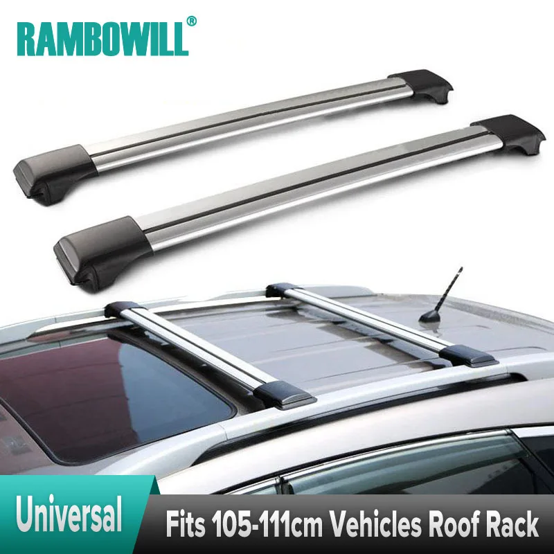 2x Universal Car Roof Rack Cross Bars With Anti-theft Lock System Snowboard Carrier Bike Silver Kayak Mount fits 105~111cm | Автомобили и