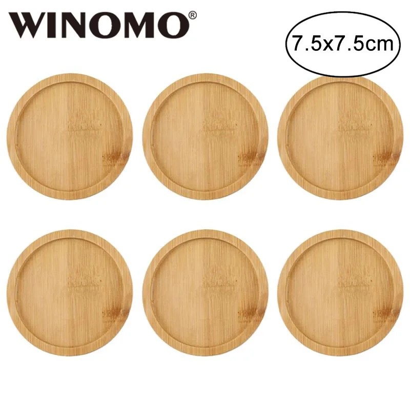 WINOMO 6 шт. 7 5x7 5 см Bamboo Круглый Поднос цветочного горшка семена бонсай растения