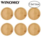 WINOMO 6 шт. 7,5x7,5 см бамбуковый круглый цветочный горшок поднос семена бонсай блюдце для растений для дома и улицы