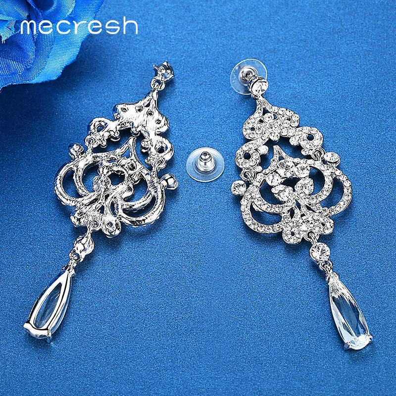 Крупные свадебные серьги mecrish с люстрой искусственный фианит в форме сердца