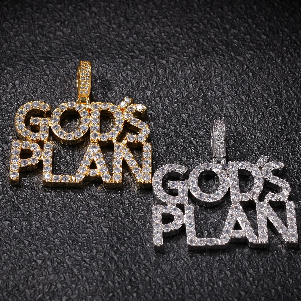 Мужская трендовая подвеска в стиле хип-хоп с цирконием и надписью GodsPlan God's Plan Европа и Америка, мужские Модные аксессуары