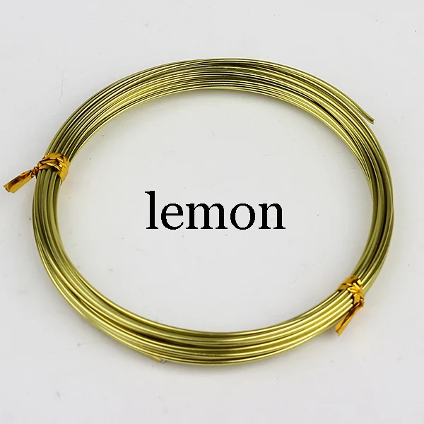 Lemon 1,5 мм 14 Калибровочная анодированная алюминиевая проволока для рукоделия, разные цвета, 5 м/катушка, рулон для ювелирных изделий, украшения своими руками - Цвет: Lemon