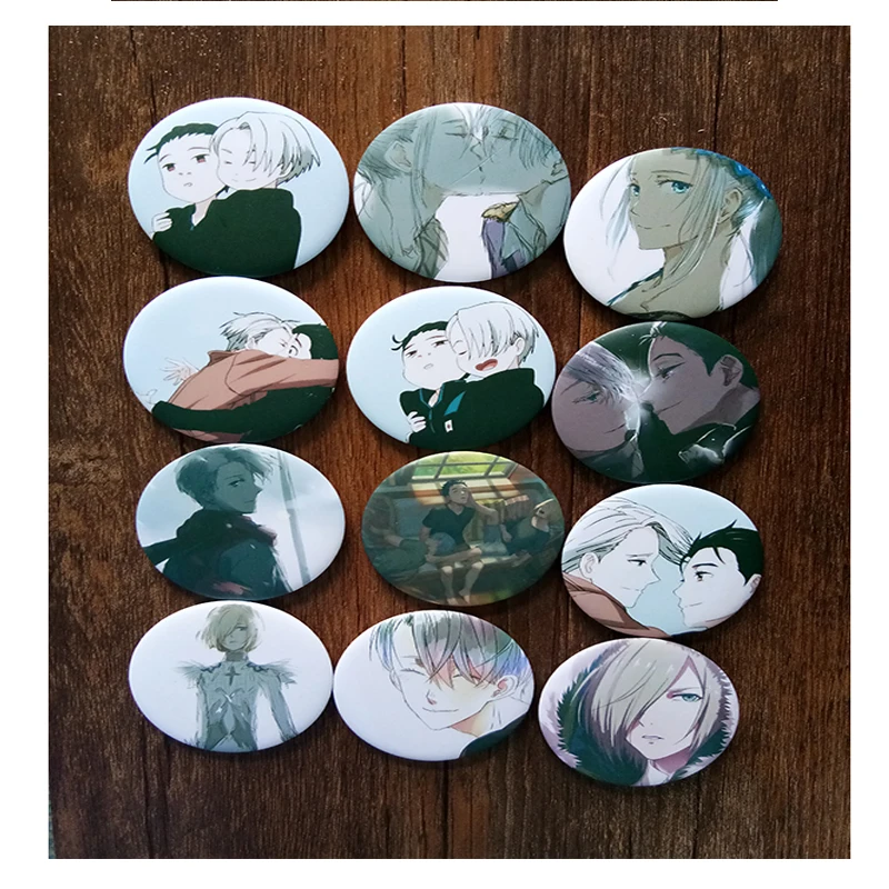 Значок аниме YURI on ICE Victor BL Life Katsuki Plisetsky 12 шт./компл. 58 мм украшение для рюкзака| |