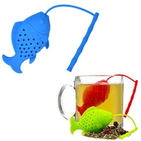 reusable fish silicone tea infuser loose leaf strainer herbal spice filter bpa free kitchen bar supplies 20pcslot dec381