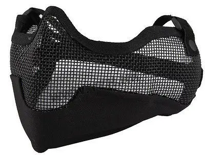 AIRSOFT удар V2 вечерние маска стальная сетка на пол-лица с защитой ушей черный