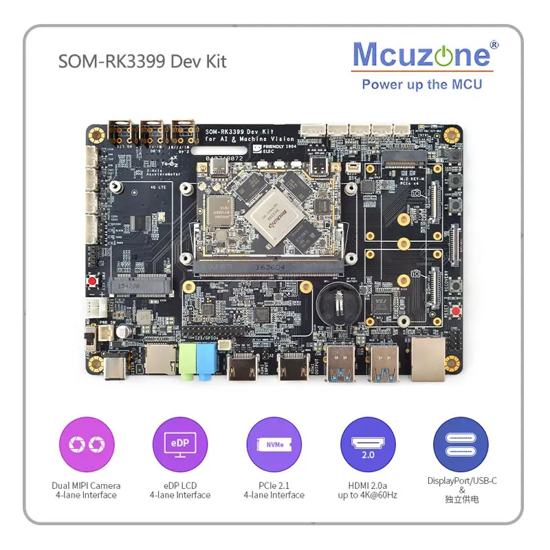 SOM RK3399 AI Developer kit WiFi BT Поддержка Гбит/с Ethernet и двухэкранный дисплей