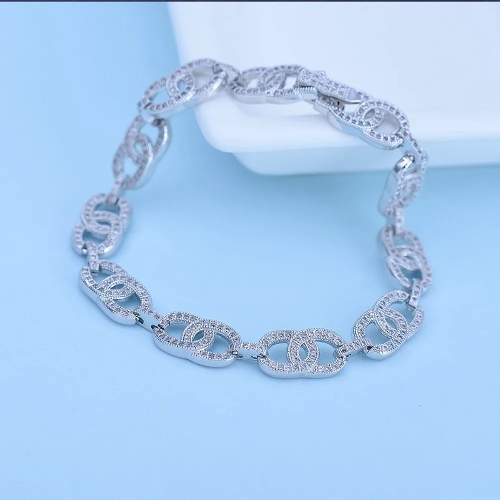 Женские браслеты с цирконием FXLRY геометрическим рисунком белого цвета |