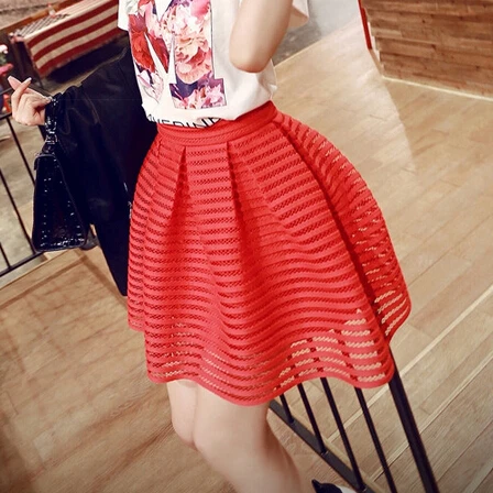 ZYFPGS летняя фатиновая Женская мини-юбка с высокой талией плиссированная