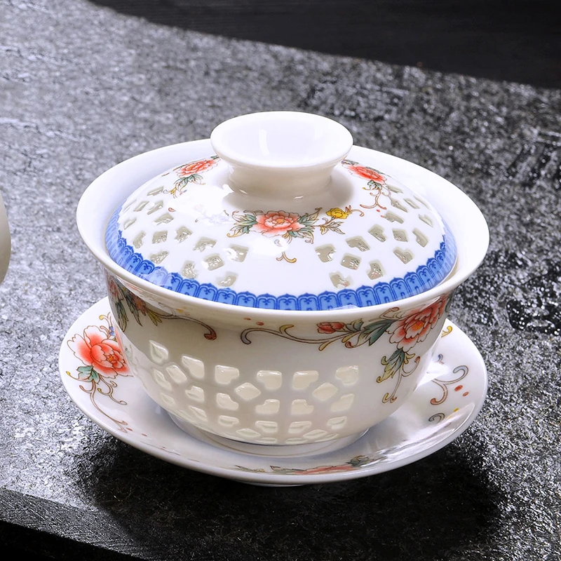 175 мл Цзиндэчжэнь керамический фарфоровый ажурный чайный набор Gaiwan teif винтажные