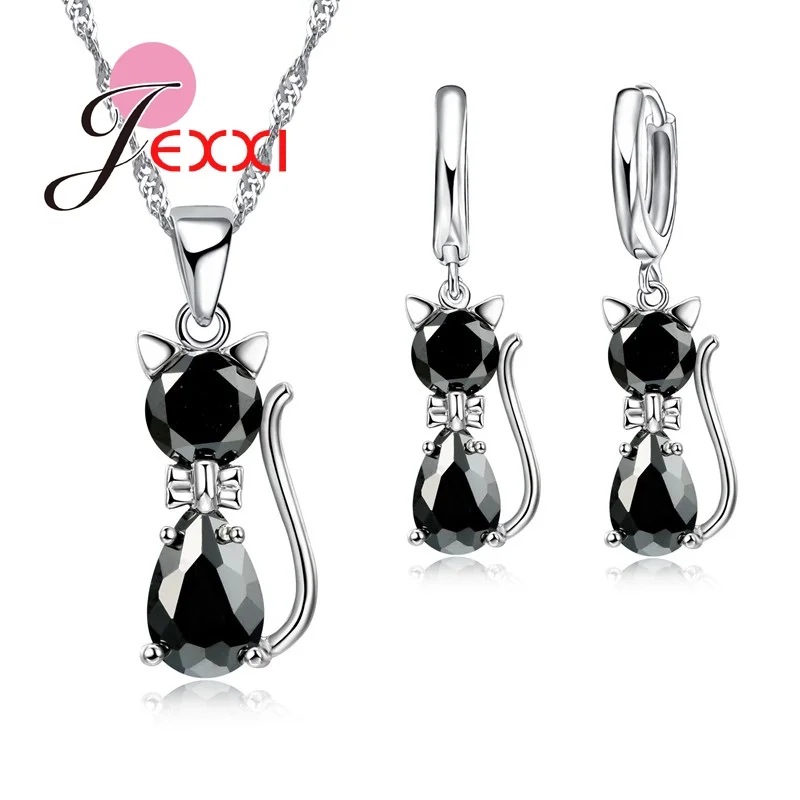 Женский ювелирный комплект из колье и серёг серебра 925 пробы|jewelry sets for women|silver jewelry