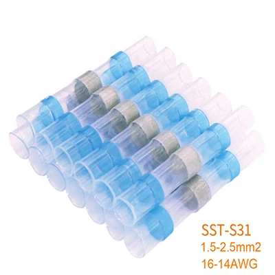 SST-S31 50 шт. SST-S11 SST-S21 S31 S41 термоусадочная Стыковая проволока соединители водонепроницаемый Луженая Медь припой уплотнение изолированные клеммы комплект - Цвет: SST-S31