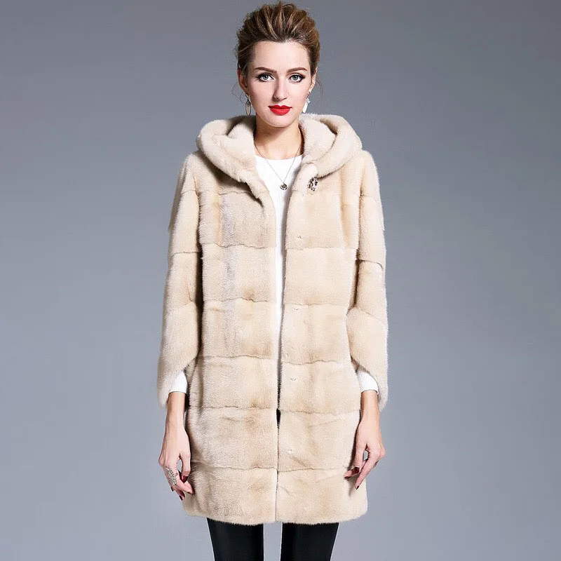 2021 бренд класса люкс для женщин натуральная норковая Меховая куртка длинная