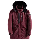 Прямая поставка, Мужская парка с меховым воротником, зимняя теплая, армейская зеленая куртка, Мужская модная повседневная Свободная куртка, мужское длинное пальто, AXP154