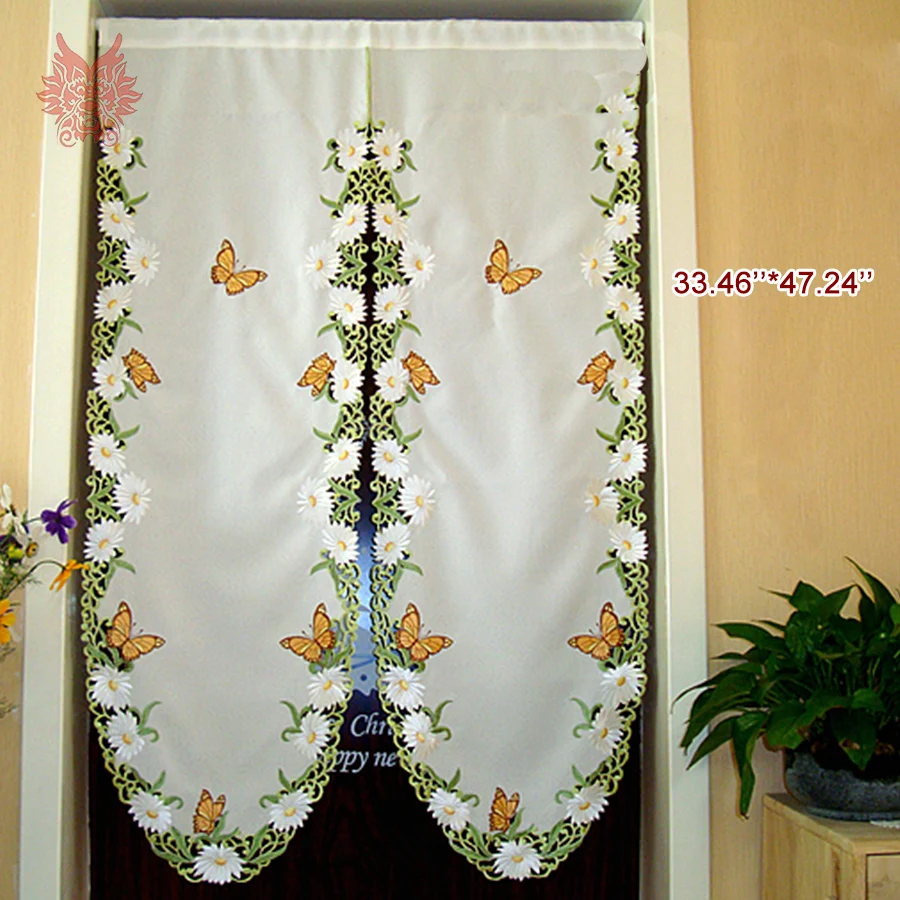 American style hollow floral butterfly embroidery finished door curtain half-curtain House decoration Partition 2017 gif | Дом и сад