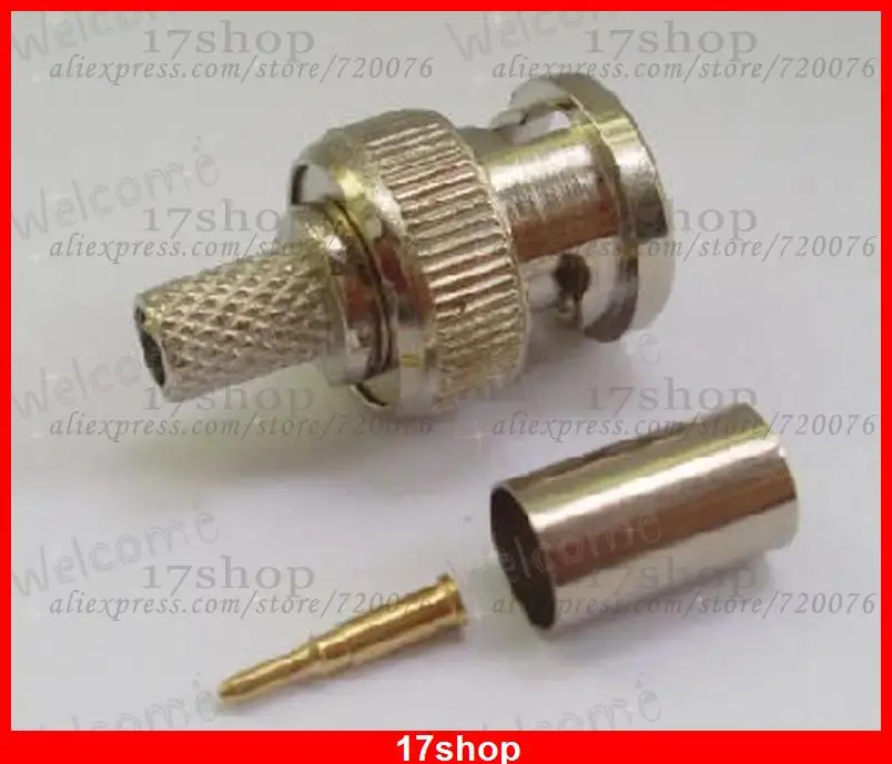 100 комплектов 3 шт BNC Мужской обжимной для RG59 RG-59 коаксиальный кабель разъем Вилки |
