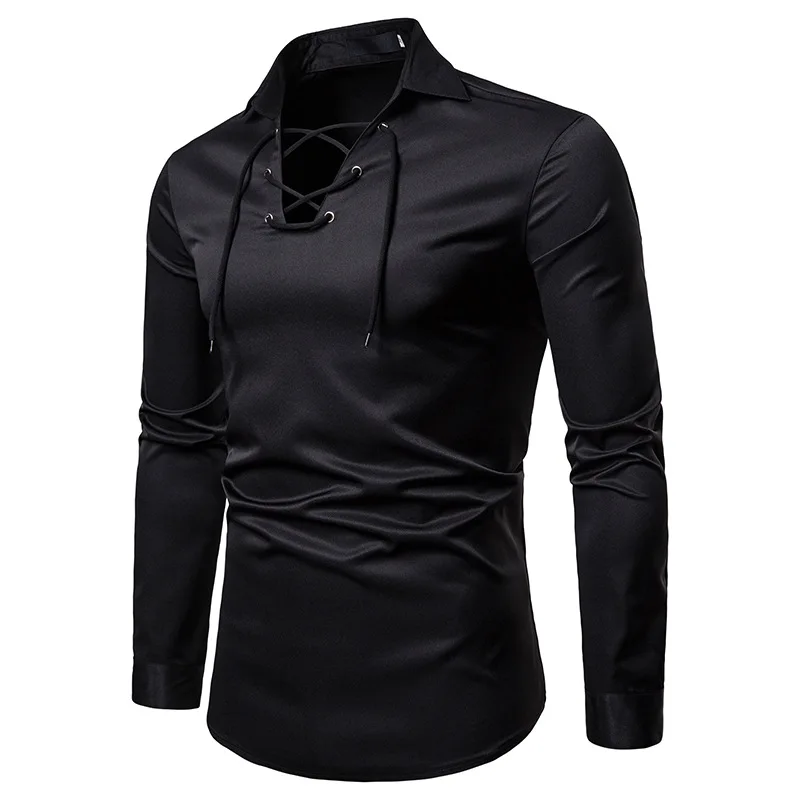 Шотландский якобит Ghillie килт рубашка мужская Chemise Homme Модная приталенная Однотонная рубашка смокинг с длинным рукавом мужская рубашка s Топ