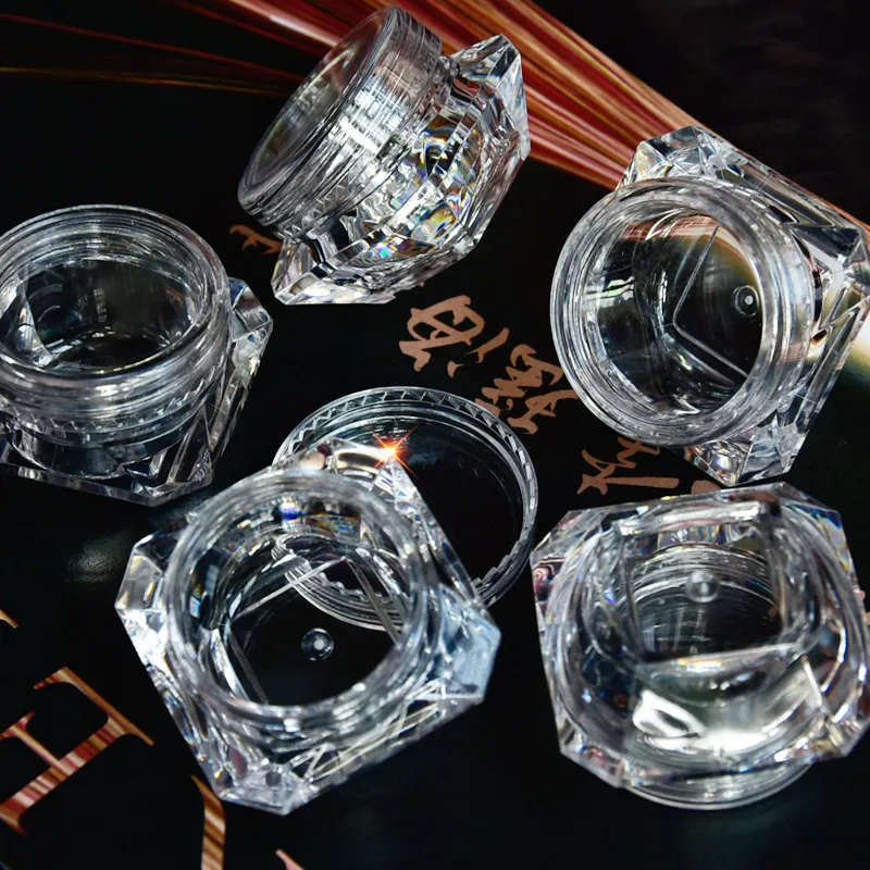 Commercio all'ingrosso 5g (5ml, 0.17oz) trasparente 100 pezzi cosmetico vaso vuoto vaso ombretto trucco crema viso balsamo per le labbra contenitore scatola (diamante)