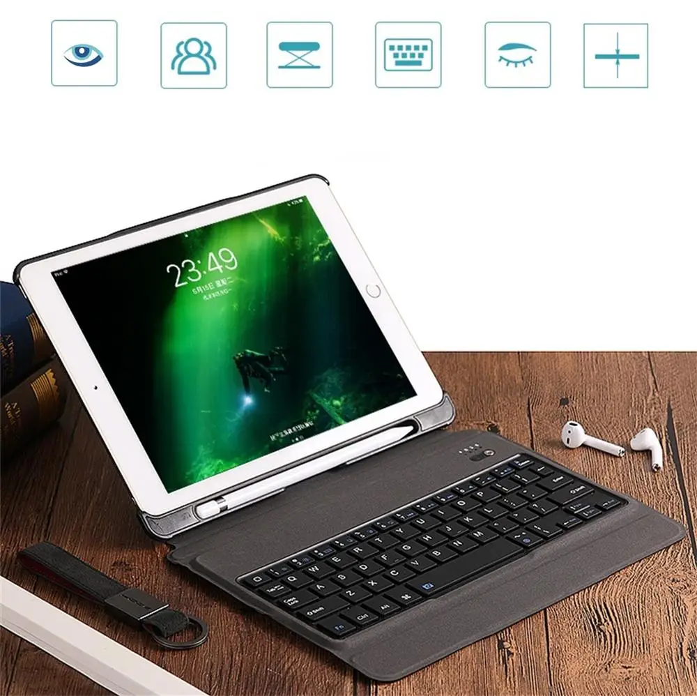 Чехол для iPad / 9,7 Съемная клавиатура W Карандаш Держатель подставка кожаный чехол для iPad 9,7 tablet klavye A1893 A1954