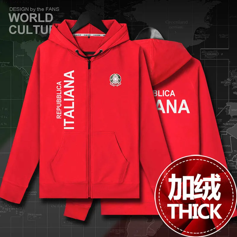 Италия Итальянская ITA мужские худи из флиса Зимняя куртка мужские куртки и пальто спортивный костюм одежда Повседневная страна - Цвет: 20zipper-red-thick